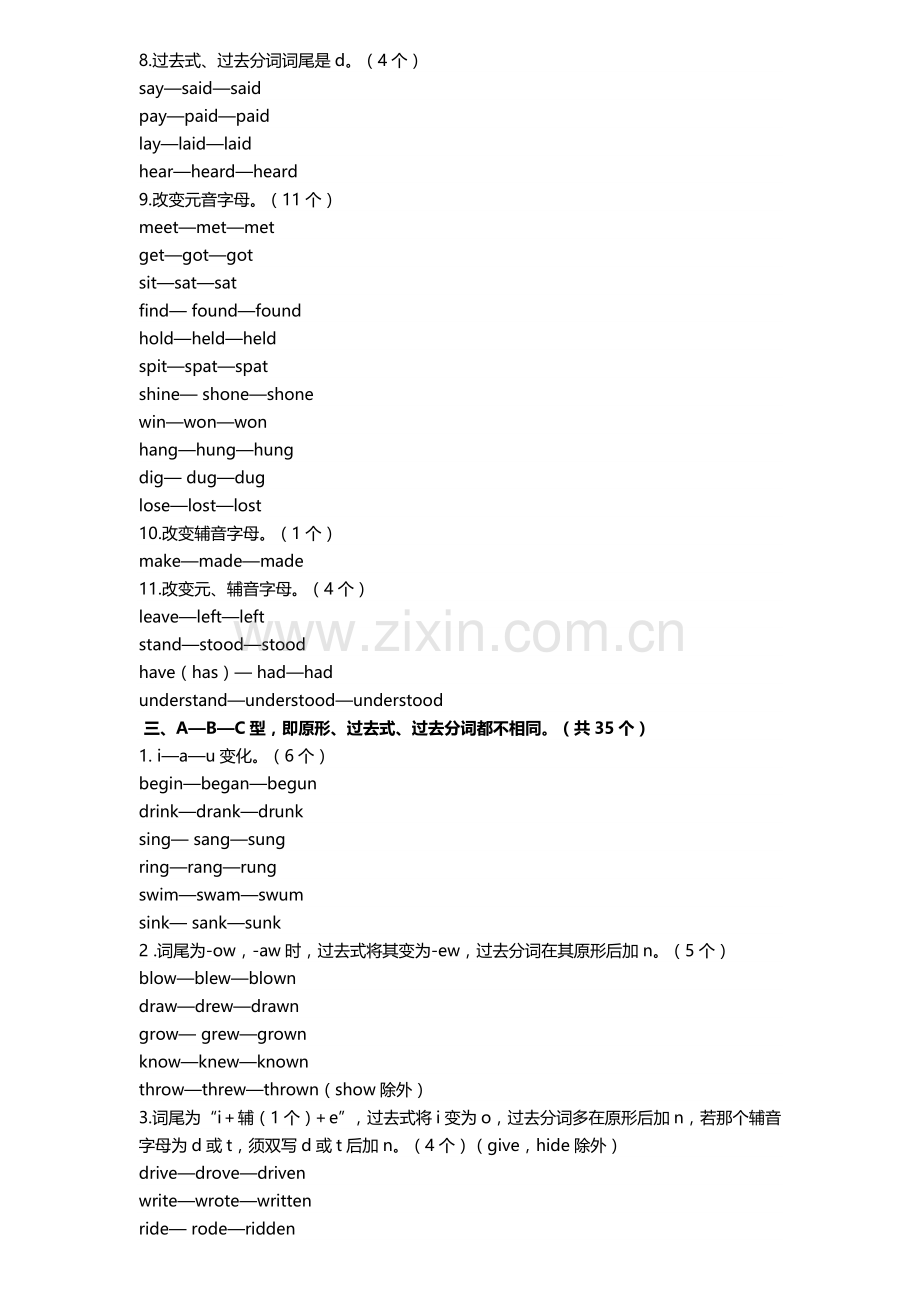 初中英语中常见93个不规则动词的变化规律.doc_第2页