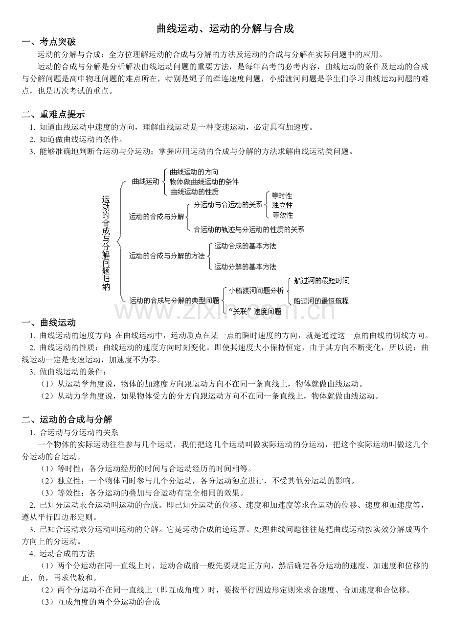 曲线运动、运动的分解与合成.doc_第1页