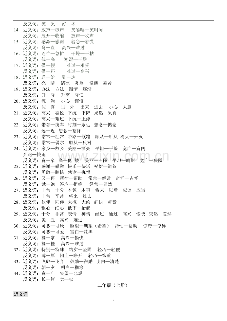 人教版小学语文1-6年级近反义词汇总.doc_第2页