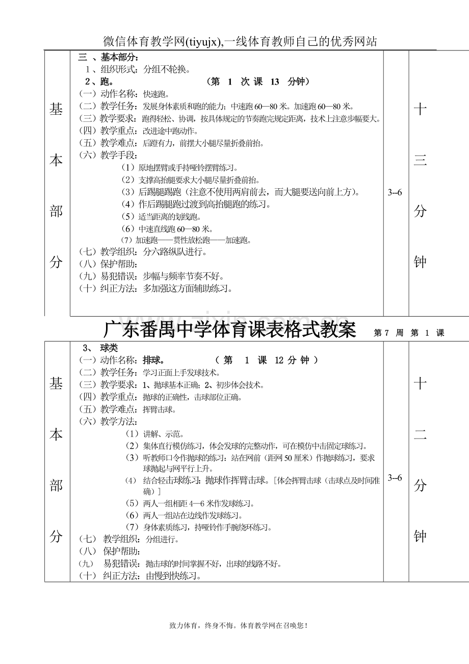 高中体育教案快速跑排球第1—6课表格式教案.doc_第2页