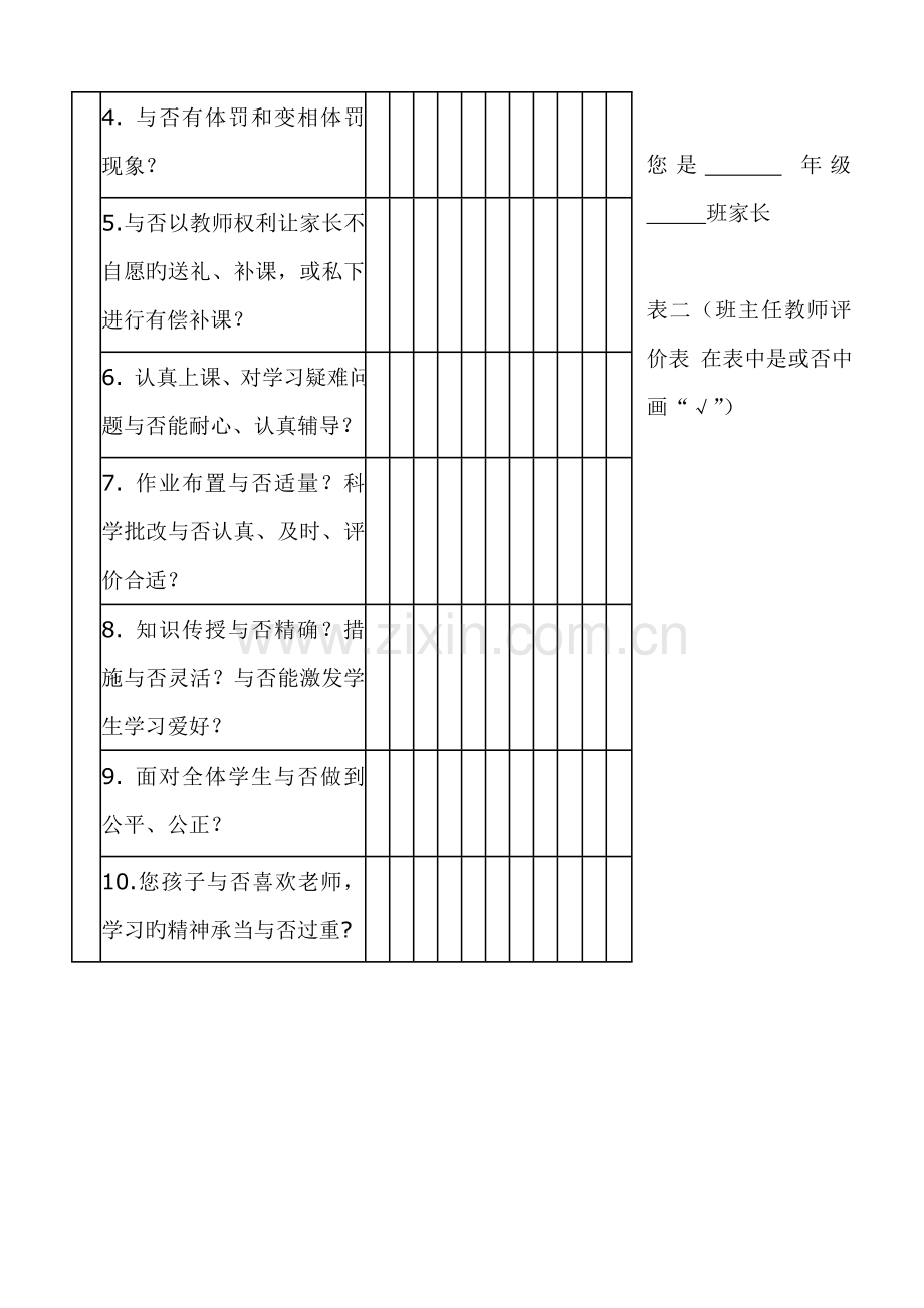 家长评价教师问卷调查.doc_第2页