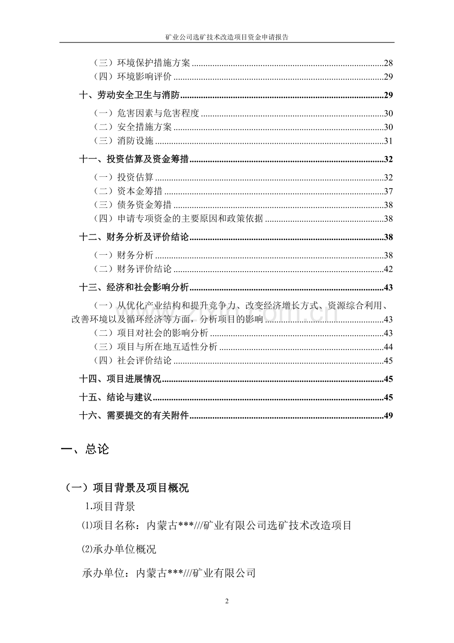 矿业公司选矿技术改造项目可行性研究报告.doc_第2页