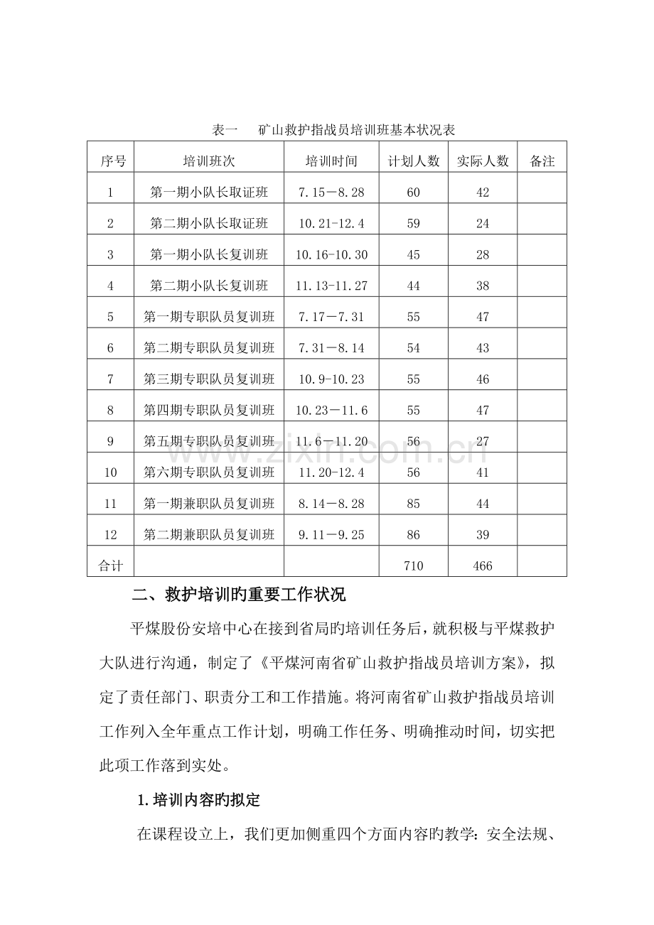 平煤救护培训工作总结.doc_第2页