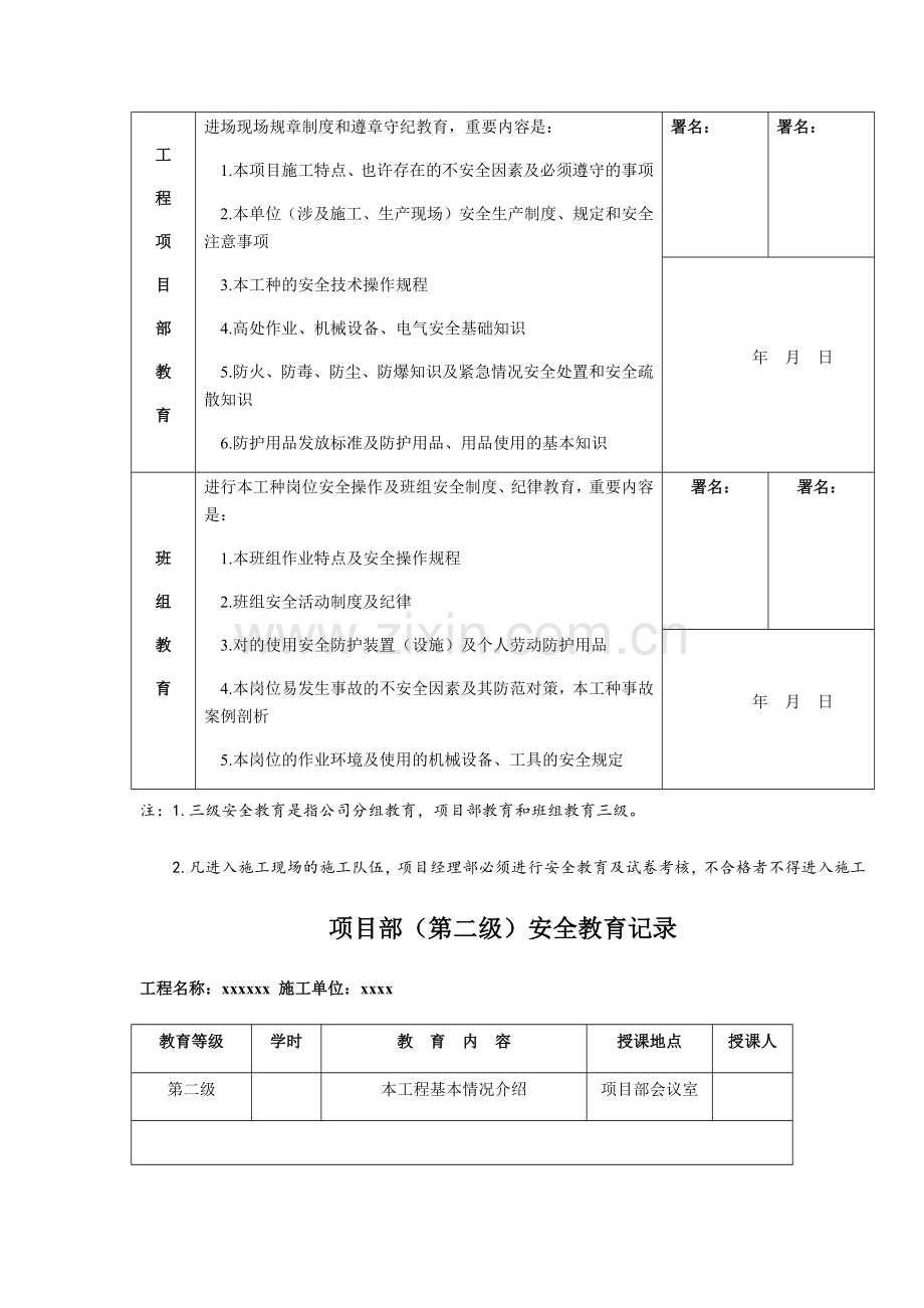 建筑企业三级安全教育记录及表格全.doc_第3页