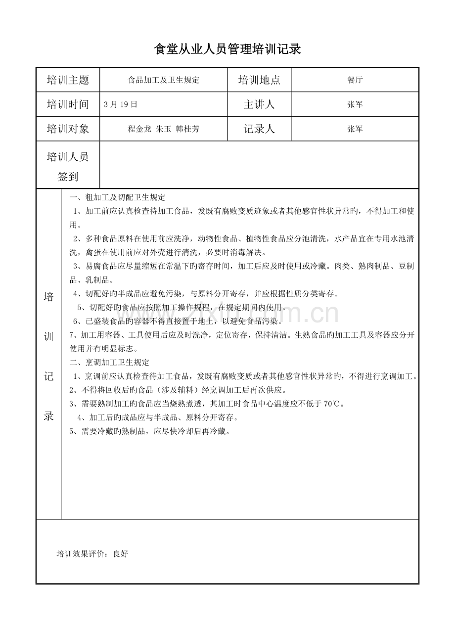 食堂从业人员培训记录(已经填写).doc_第2页