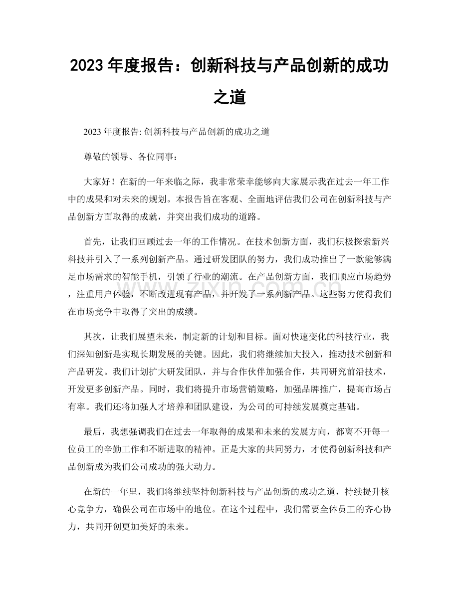 2023年度报告：创新科技与产品创新的成功之道.docx_第1页