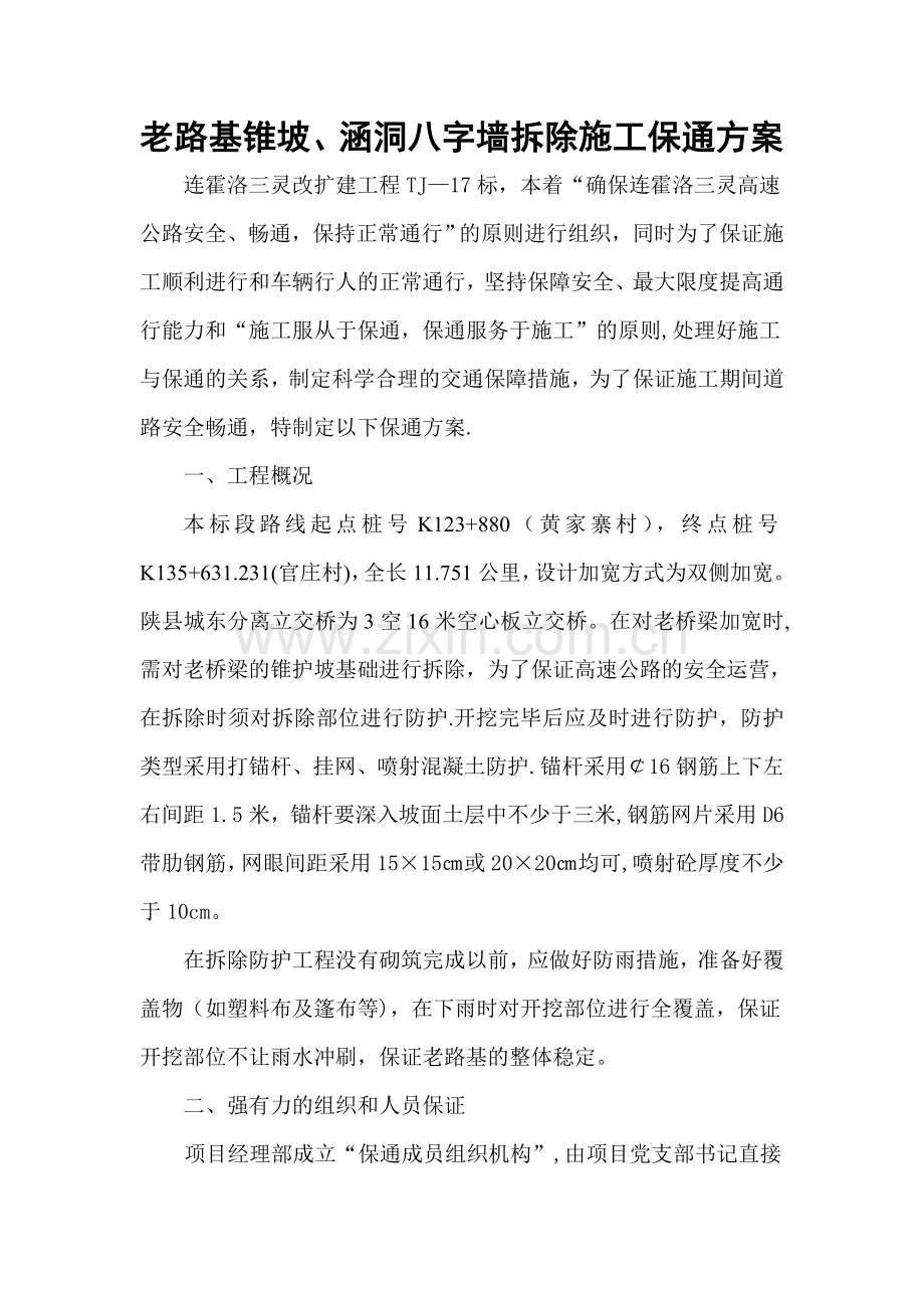 老路锥护坡防护施工方案.doc_第1页