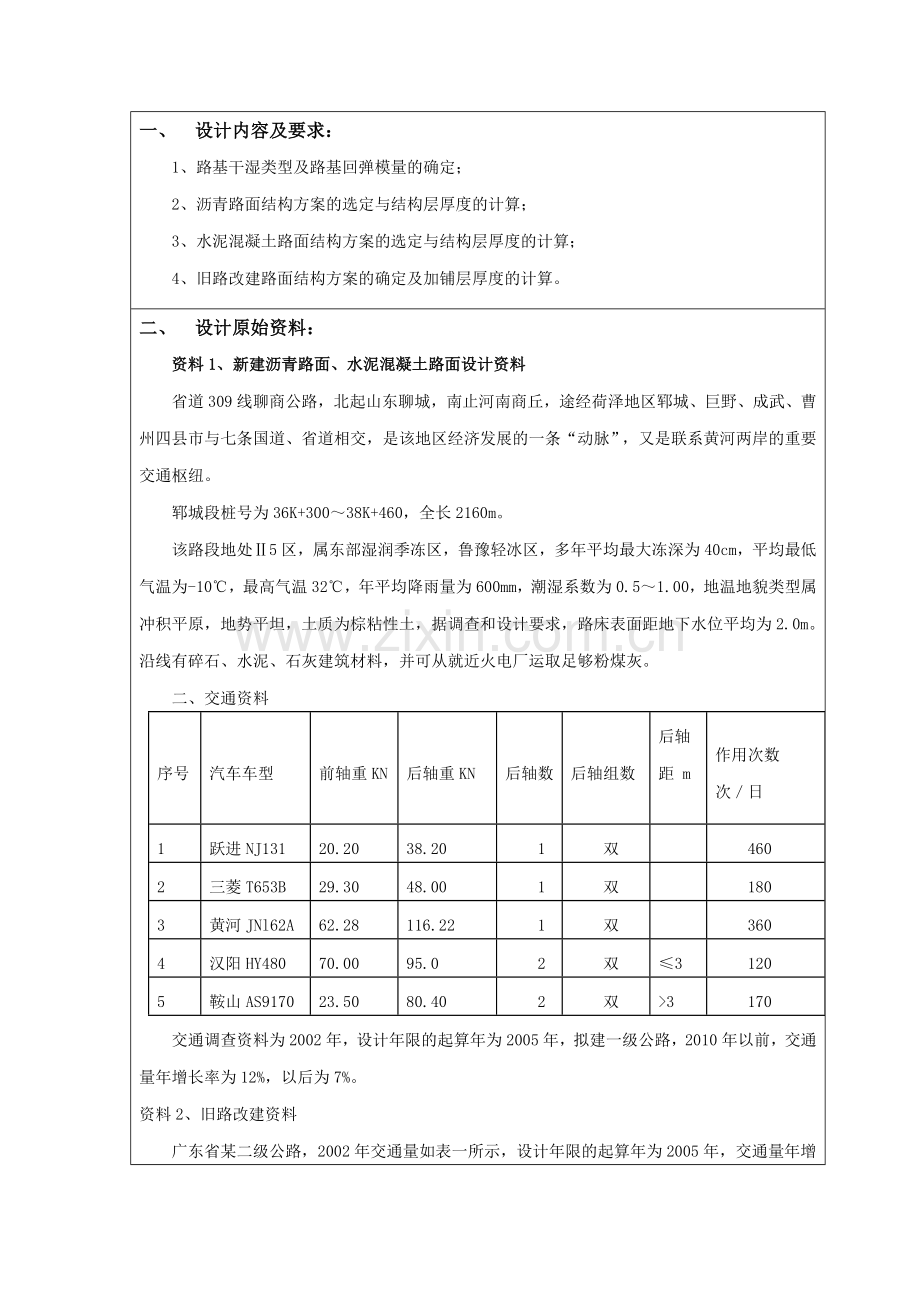 毕业论文设计--新建沥青路面(水泥混凝土路面)设计旧路改建路面设计课程设计正文.doc_第2页