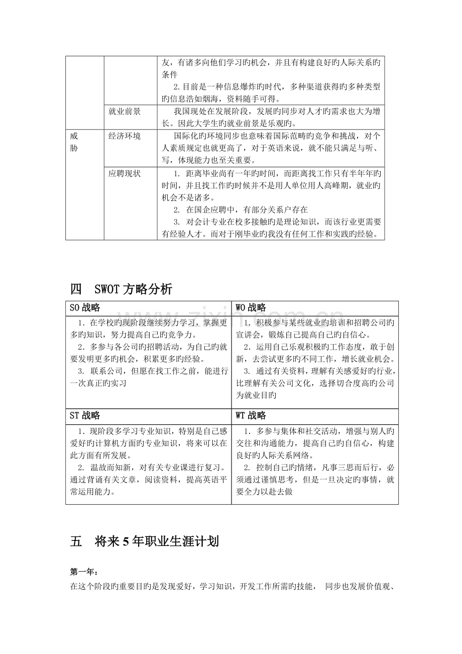 SWOT分析法大学生五年职业规划.doc_第3页