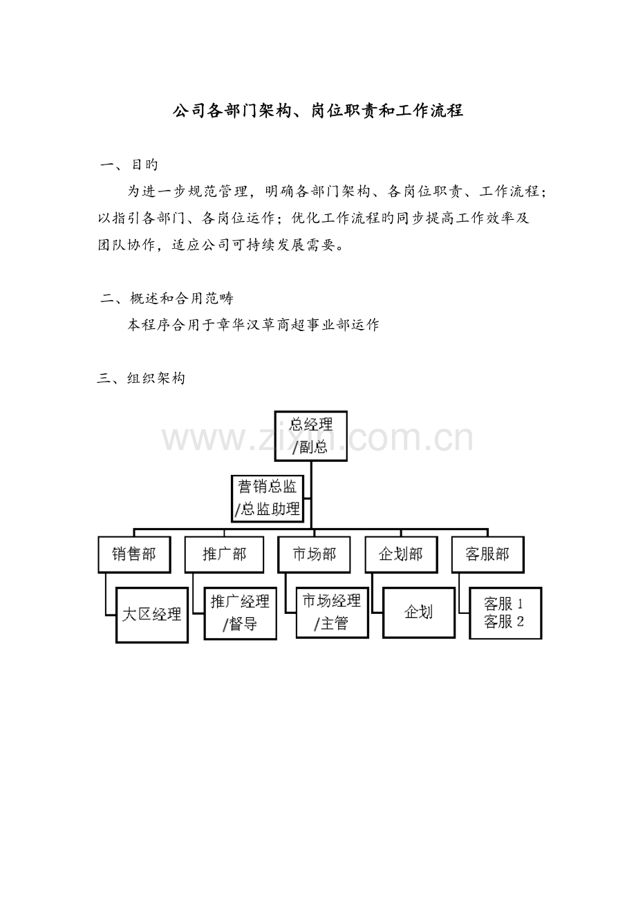 公司各部门架构、岗位职责和工作流程.doc_第1页