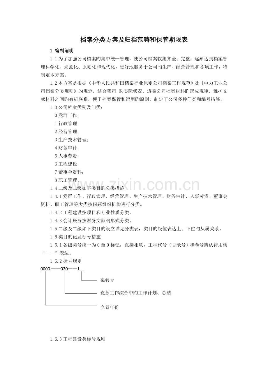 供热企业档案分类方案及归档范围和保管期限表.doc_第1页