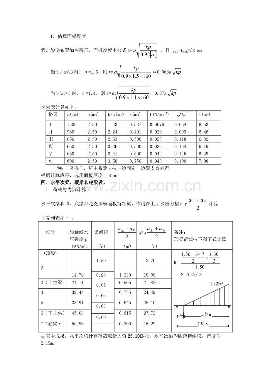 露顶式平面钢闸门设计答案.doc_第3页