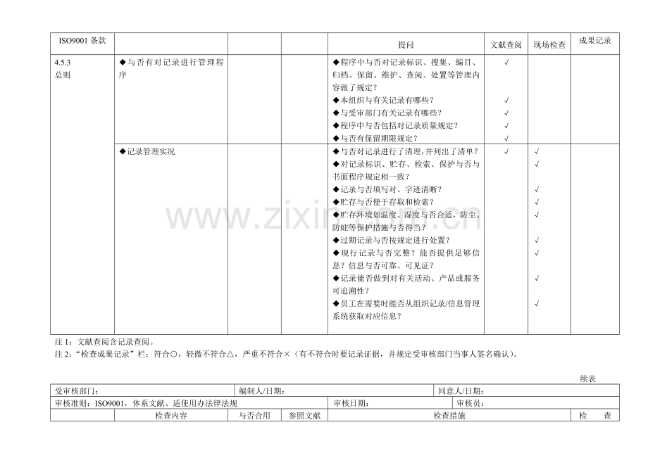 质量管理体系审核通用检查表经典版.doc_第3页