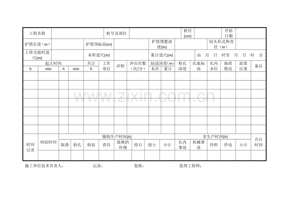 钻孔灌注桩原始记录表.doc_第1页