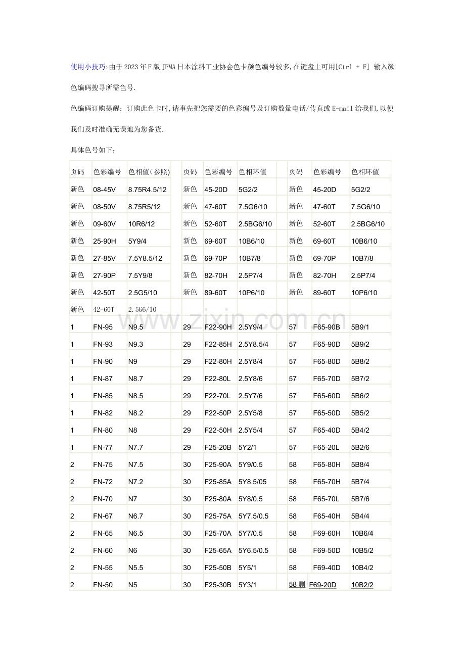 色卡对照表.doc_第1页