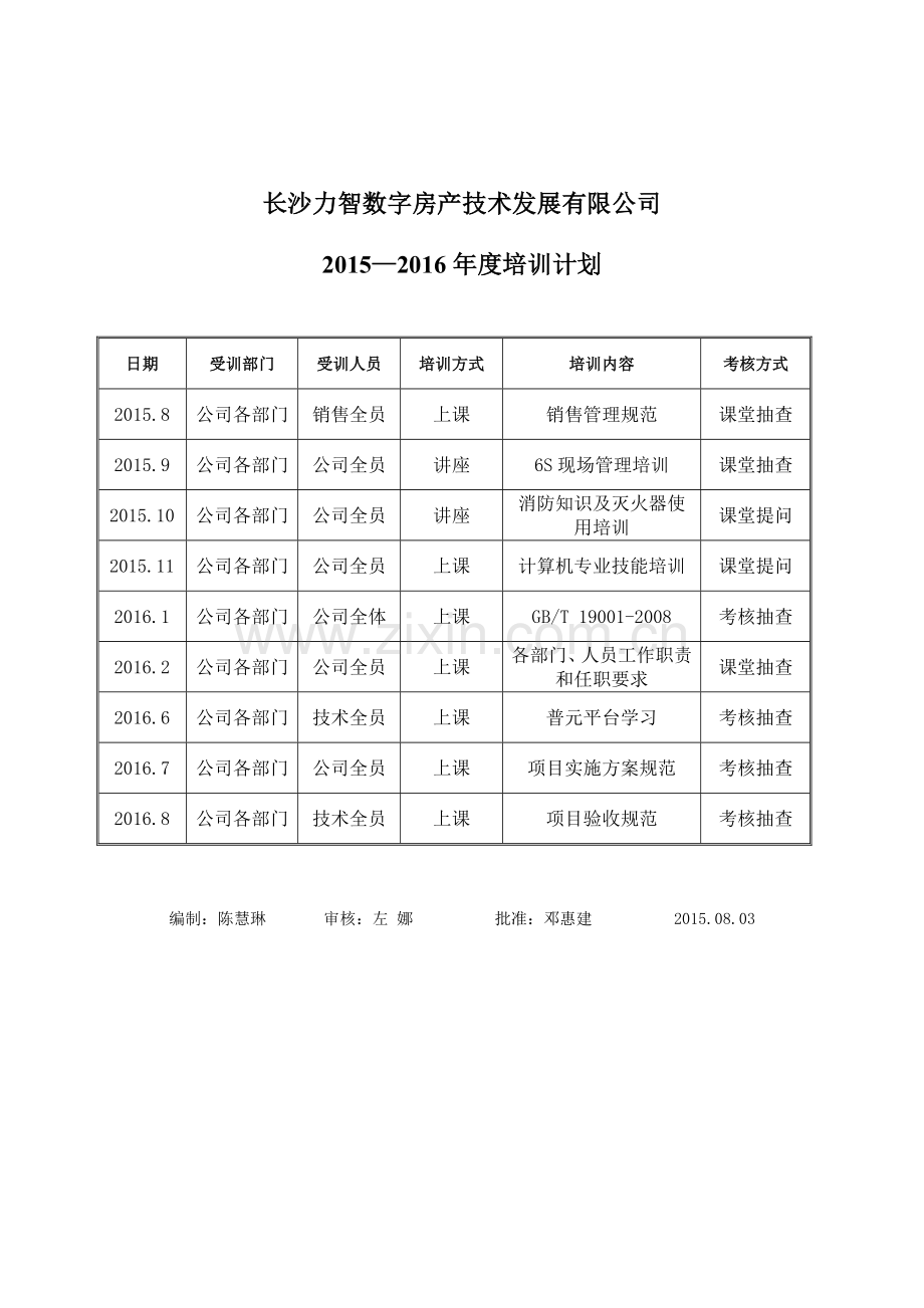 质量管理体系培训记录.doc_第1页