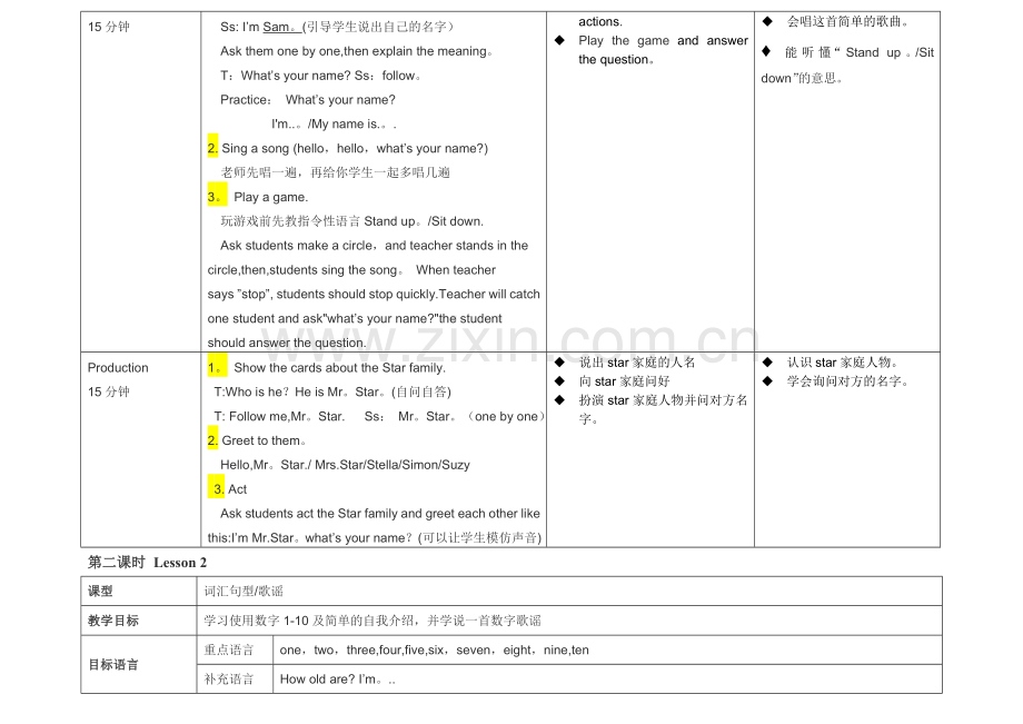 剑桥国际少儿英语教案unit1.doc_第2页