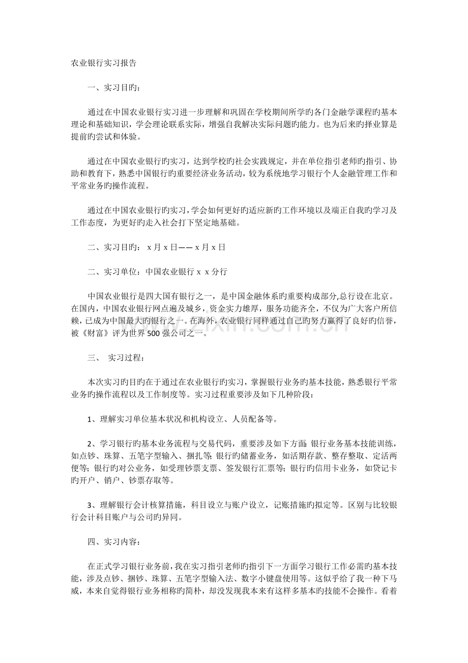 农业银行实习报告范文.docx_第1页