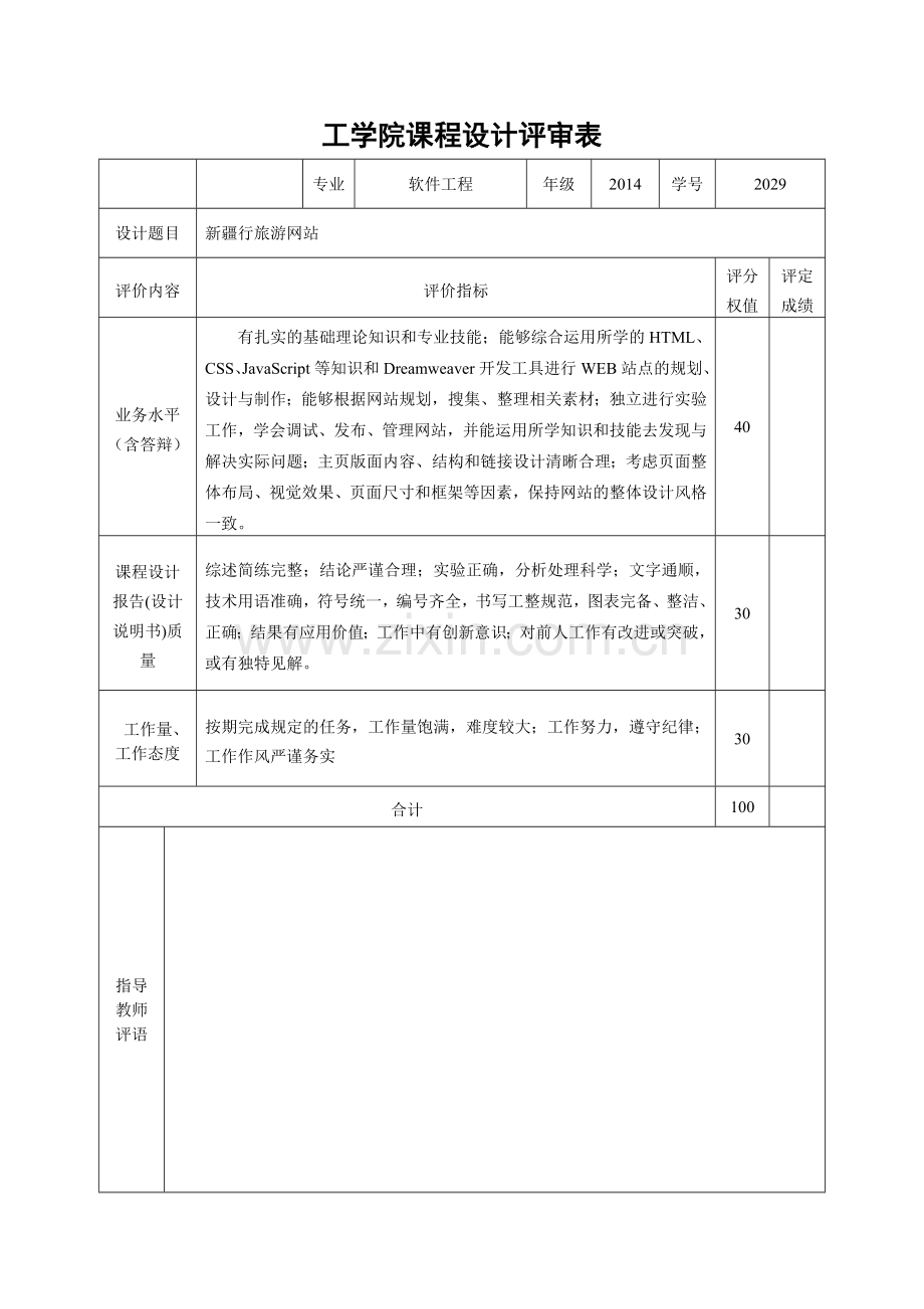 web网页设计课程设计报告-新疆行旅游网站.doc_第2页