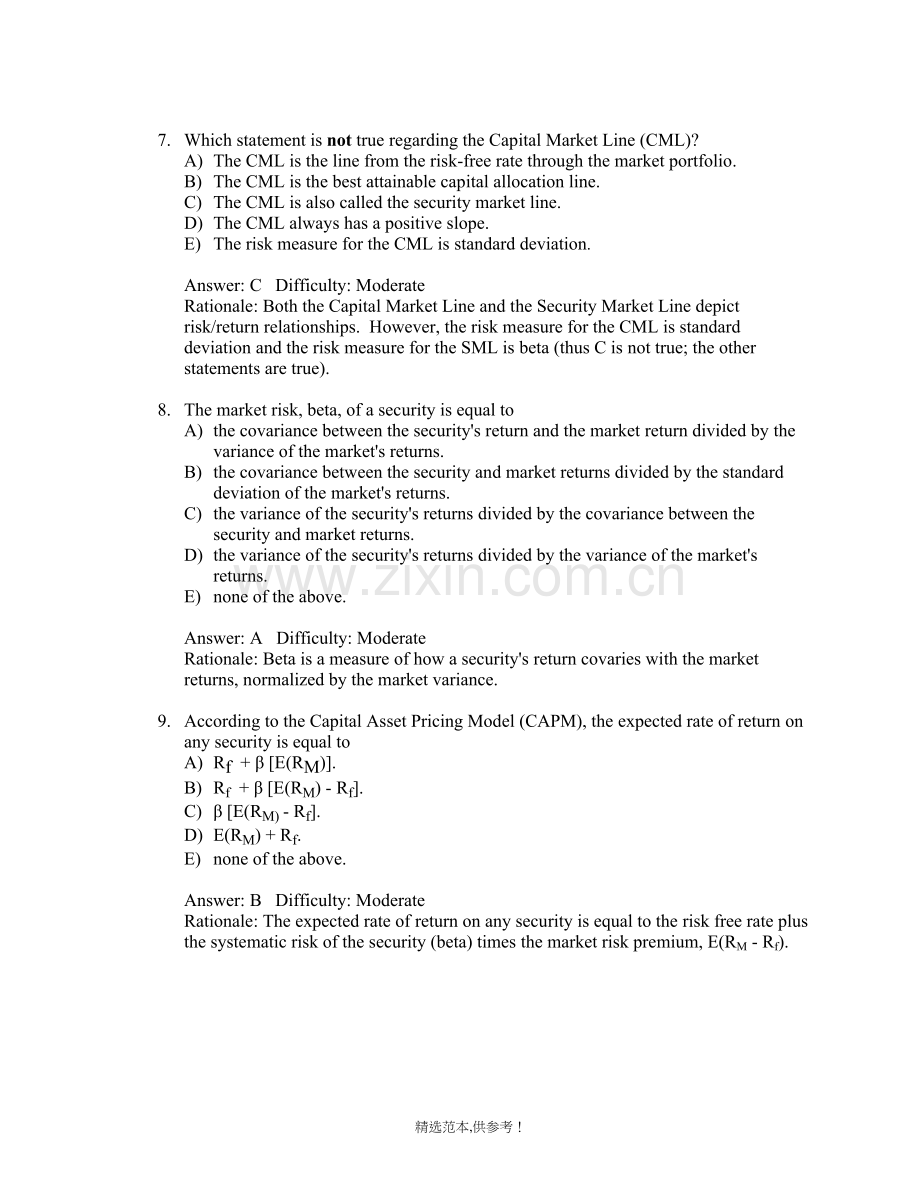 投资学第7版Test-Bank答案可编辑版.doc_第3页