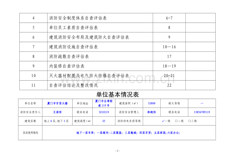 社会单位消防安全自查评估表填写样本.doc_第2页