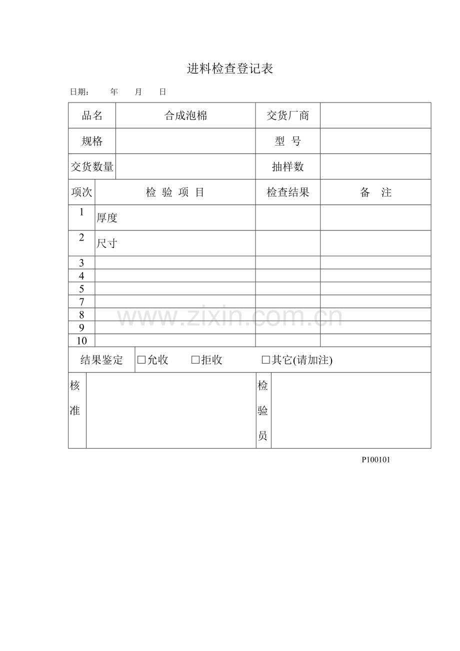 品质检验表格进料检验记录表.doc_第3页