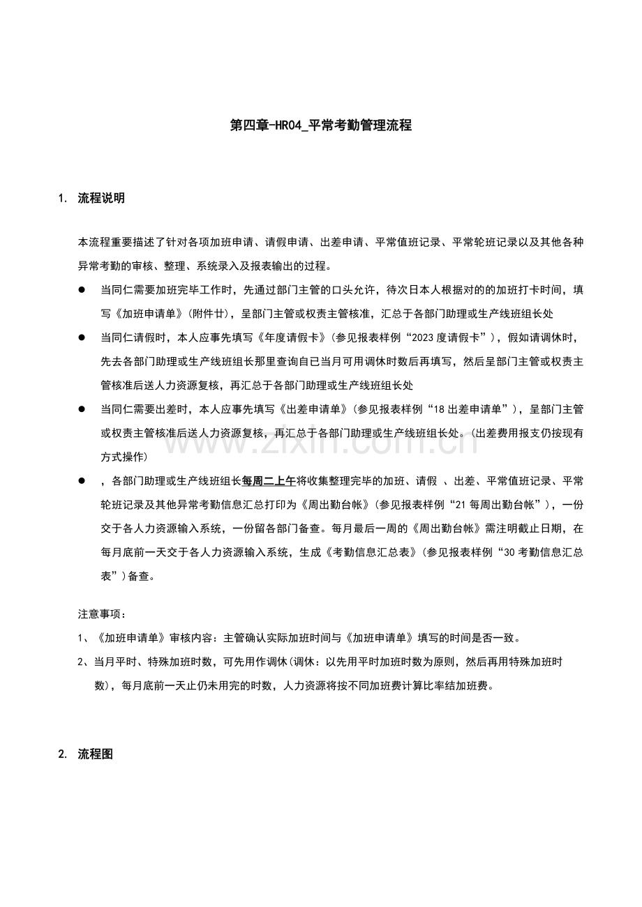 家具有限公司日常考勤管理流程.doc_第1页