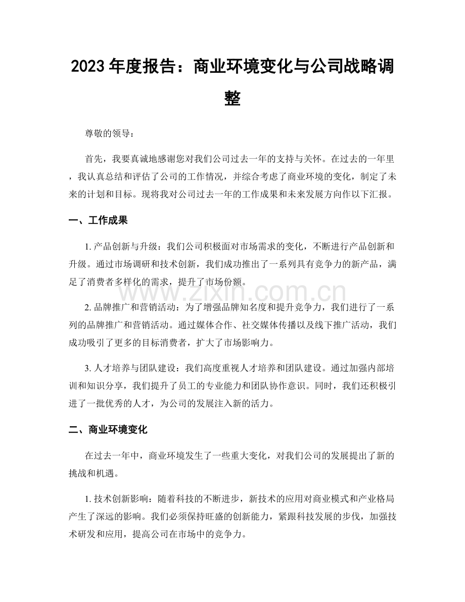 2023年度报告：商业环境变化与公司战略调整.docx_第1页