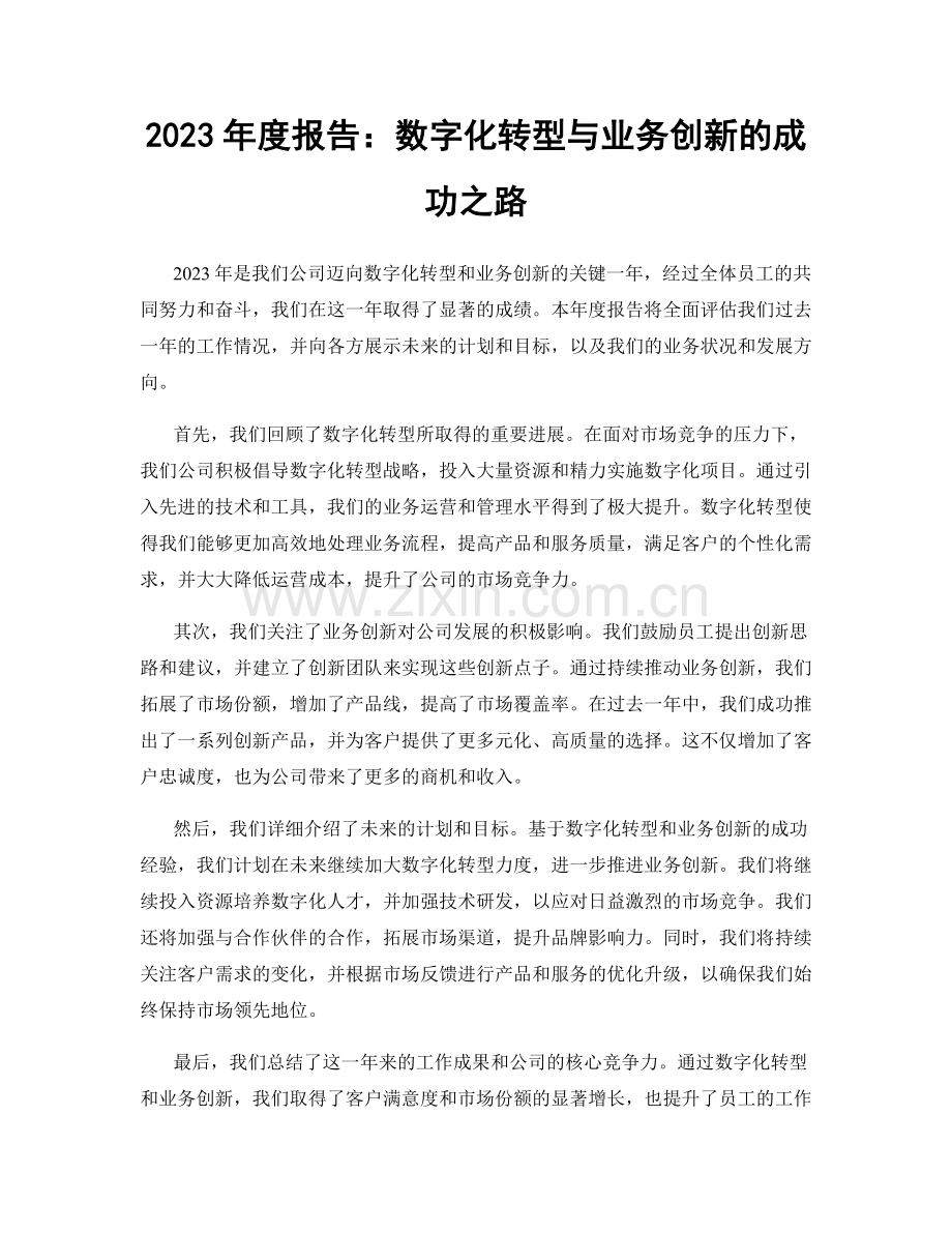 2023年度报告：数字化转型与业务创新的成功之路.docx_第1页