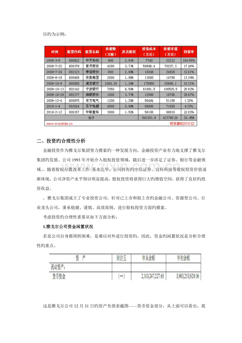 雅戈尔公司投资案例分析.doc_第2页