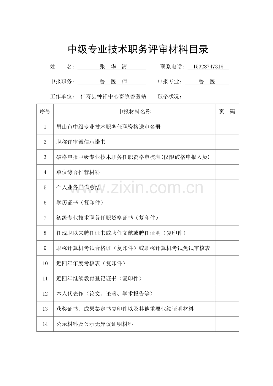 职称评审诚信承诺书.doc_第1页