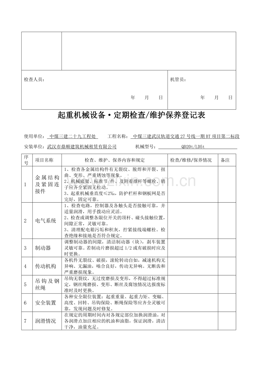 起重机械设备维护保养记录表.doc_第3页