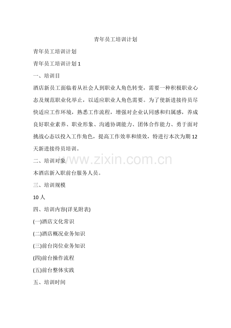 青年员工培训计划.docx_第1页