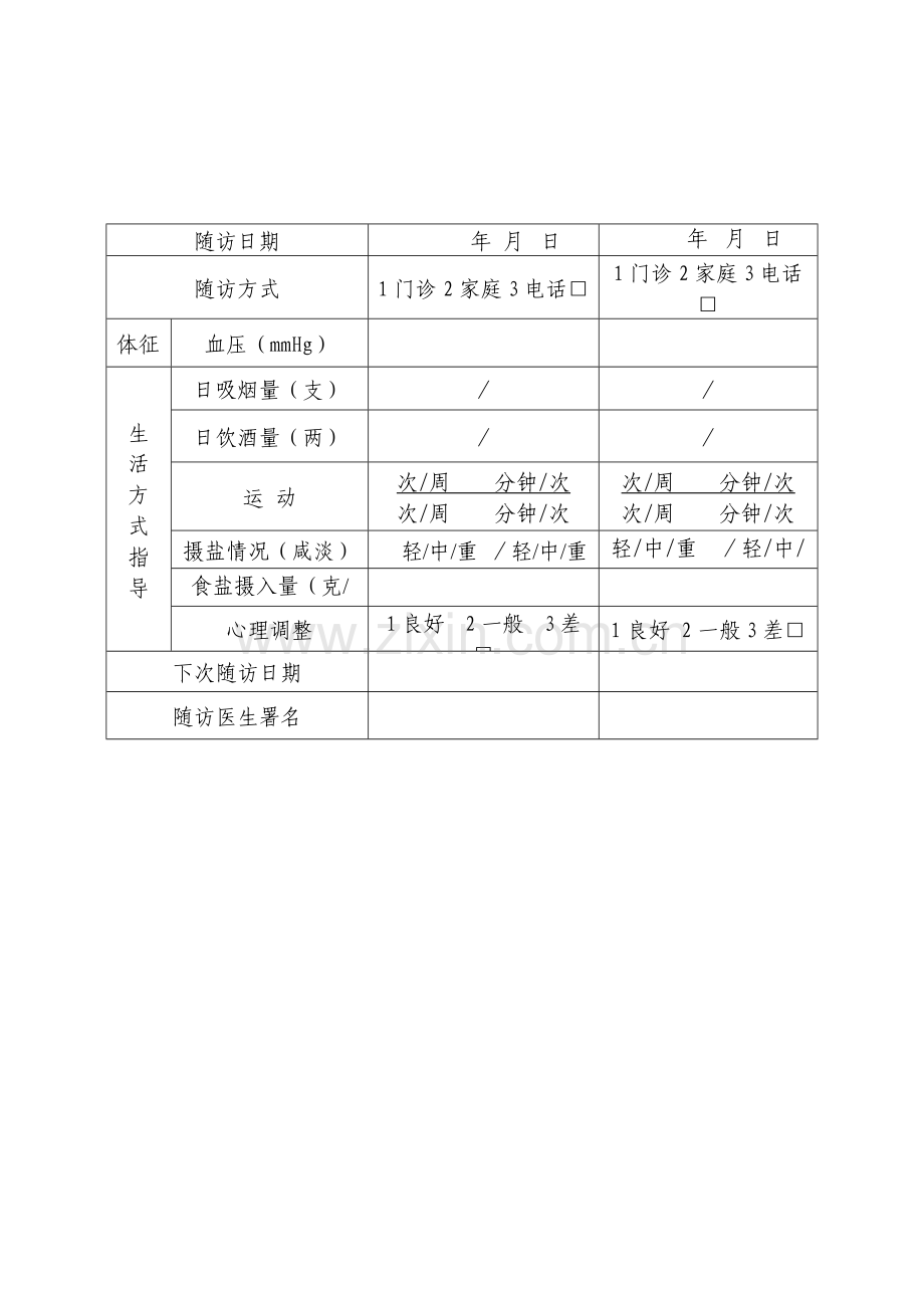 高血压高危人群干预调查与随访记录表.doc_第2页