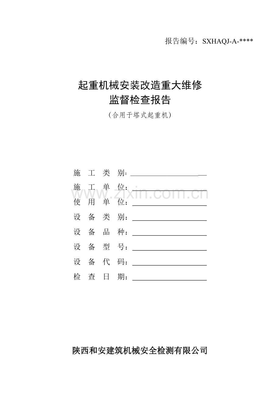 起重机械安装改造重大维修监督检验报告(塔式起重机).doc_第1页