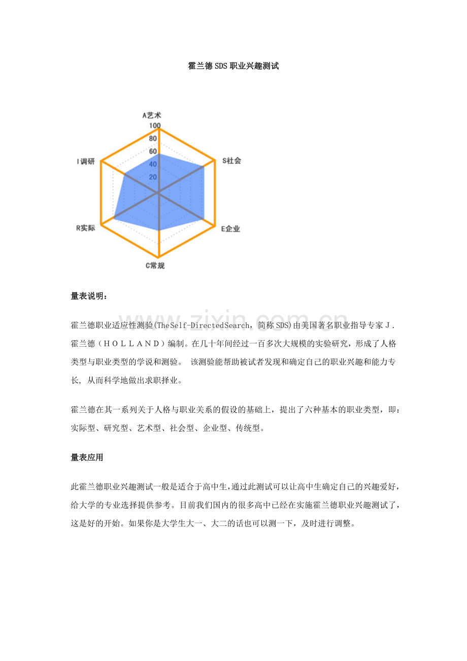 霍兰德SDS职业兴趣测试结果分析.docx_第1页