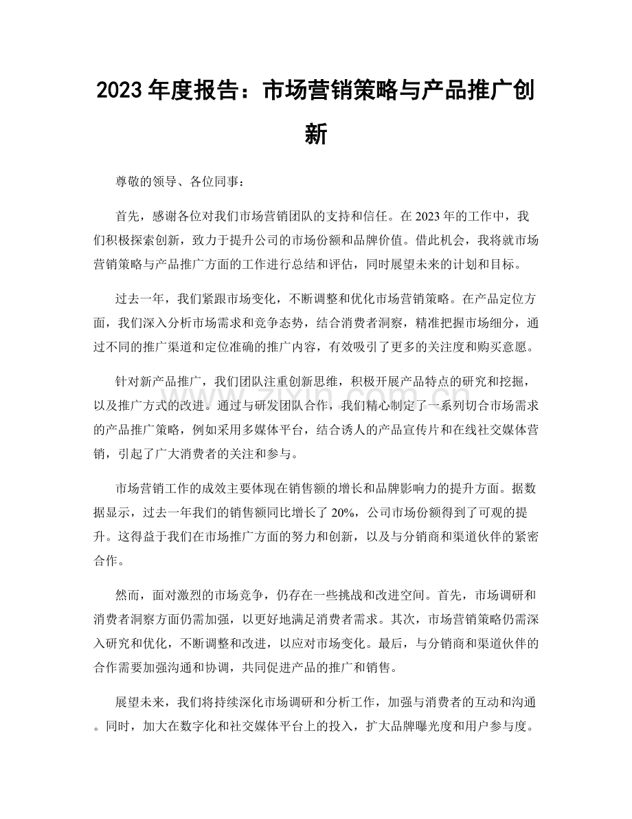 2023年度报告：市场营销策略与产品推广创新.docx_第1页