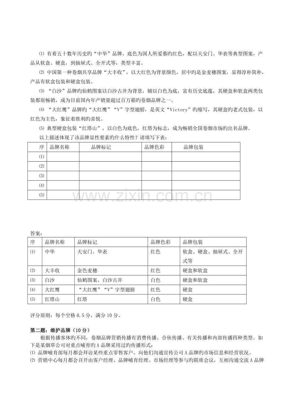 初级卷烟商品营销员技能试卷及答案.doc_第3页