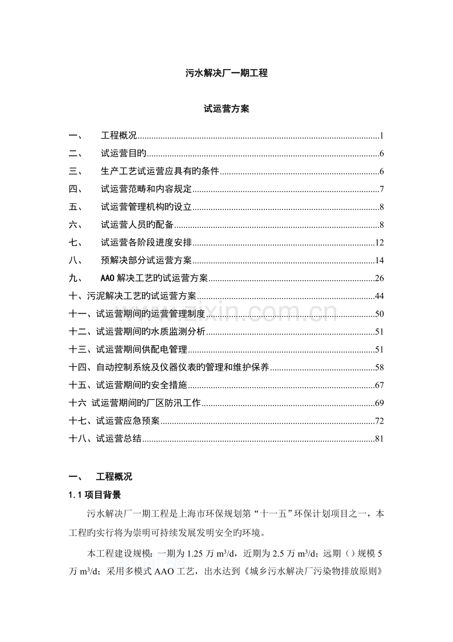 工艺污水处理厂工艺调试方案.doc_第1页