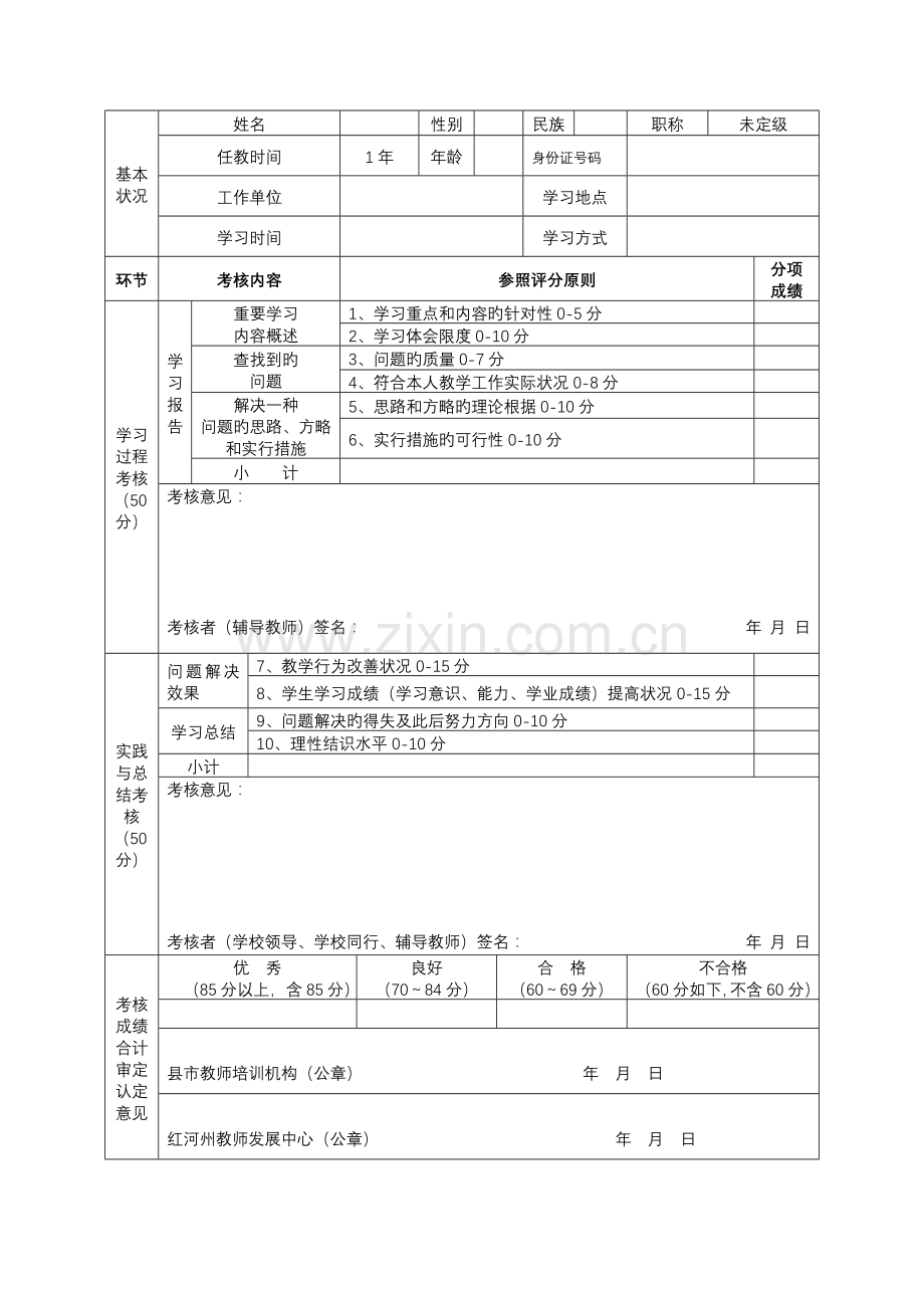 《名师是怎样炼成的》中小学教师履职晋级培训考核表.doc_第3页