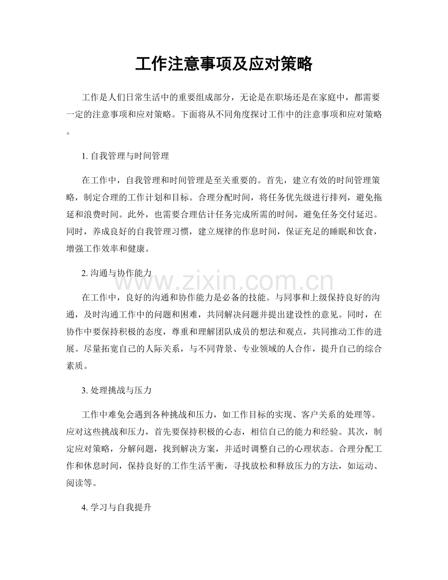 工作注意事项及应对策略.docx_第1页