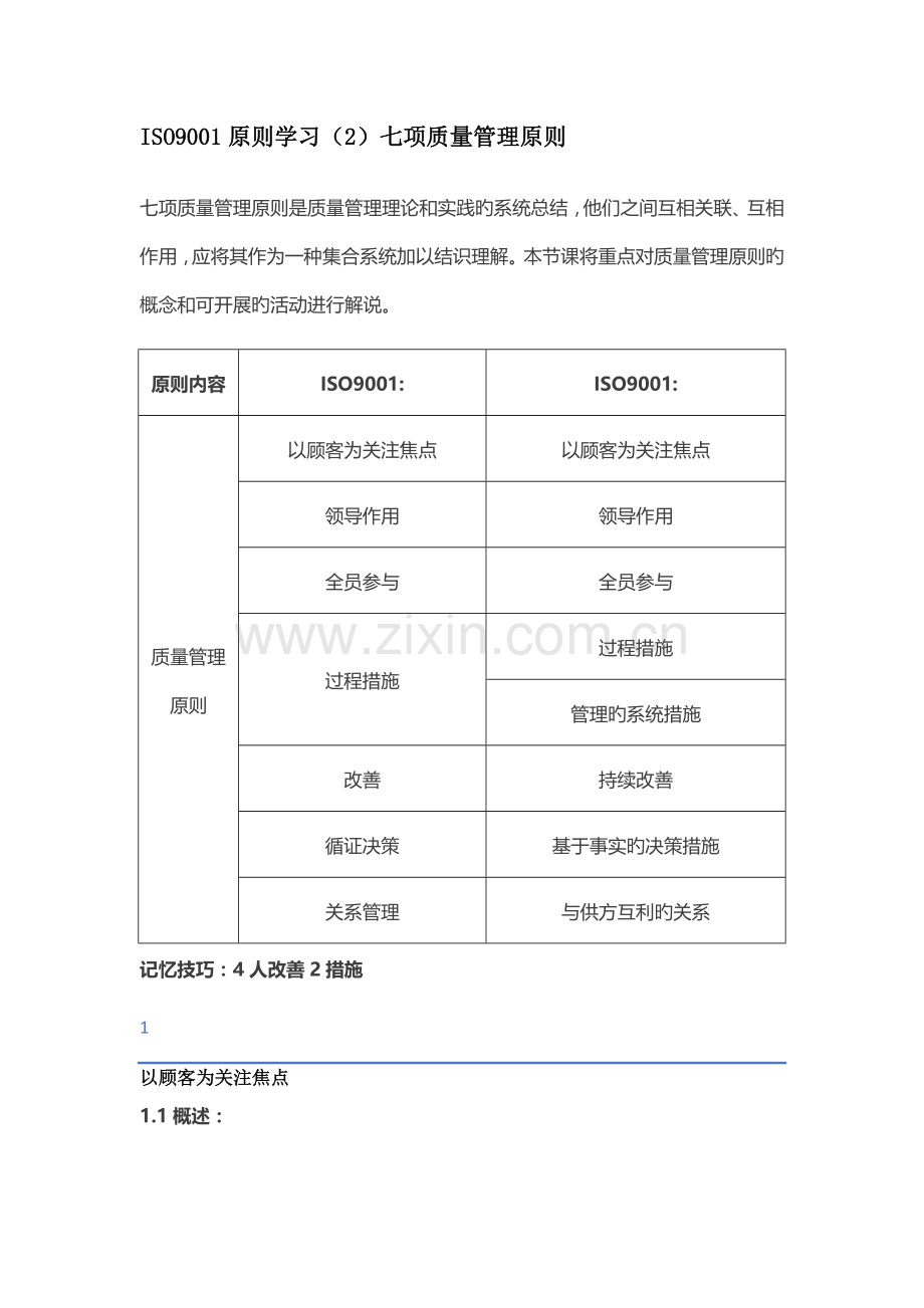 ISO9001标准学习(2)七项质量管理原则.docx_第1页