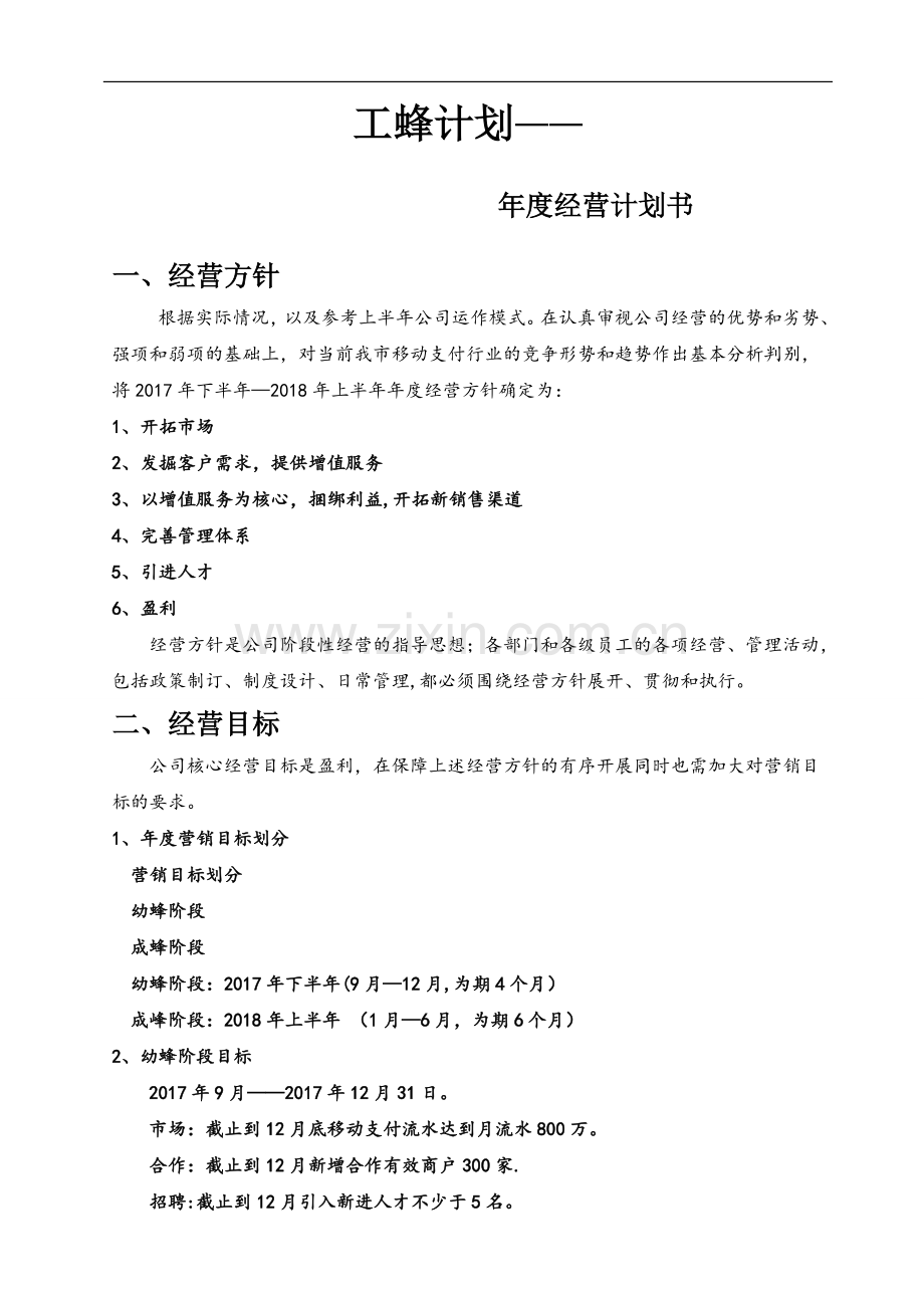 大同惠业科技咨询有限公司年度经营计划书.doc_第1页