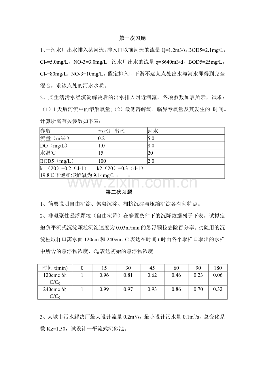 东华理工大学环境工程水处理工程作业及答案.doc_第1页