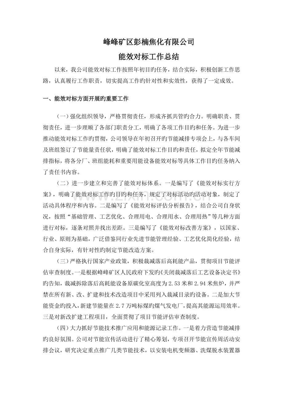 能效对标工作总结(焦化行业协会).doc_第2页