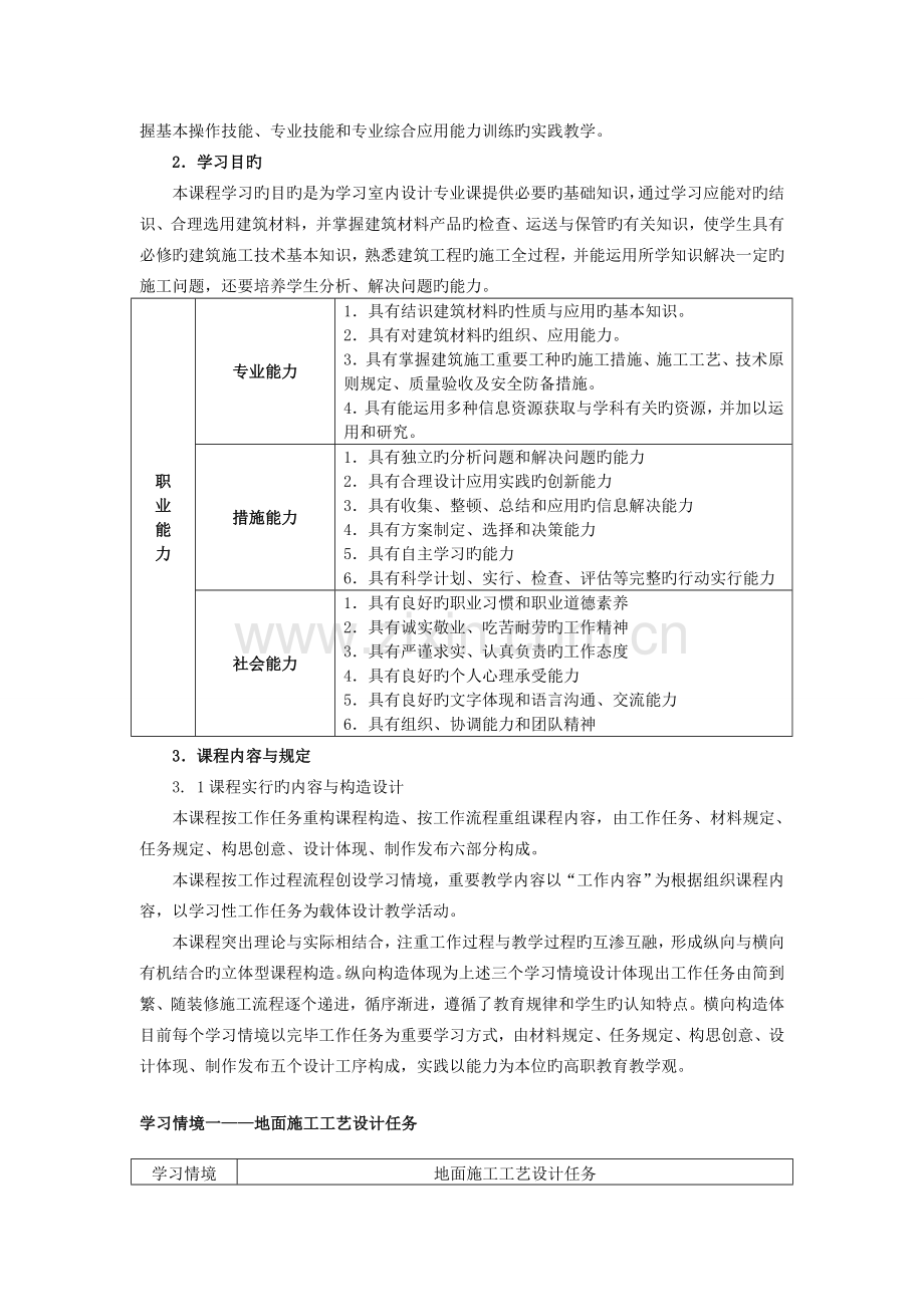 《装饰材料与施工工艺》课程标准.doc_第3页