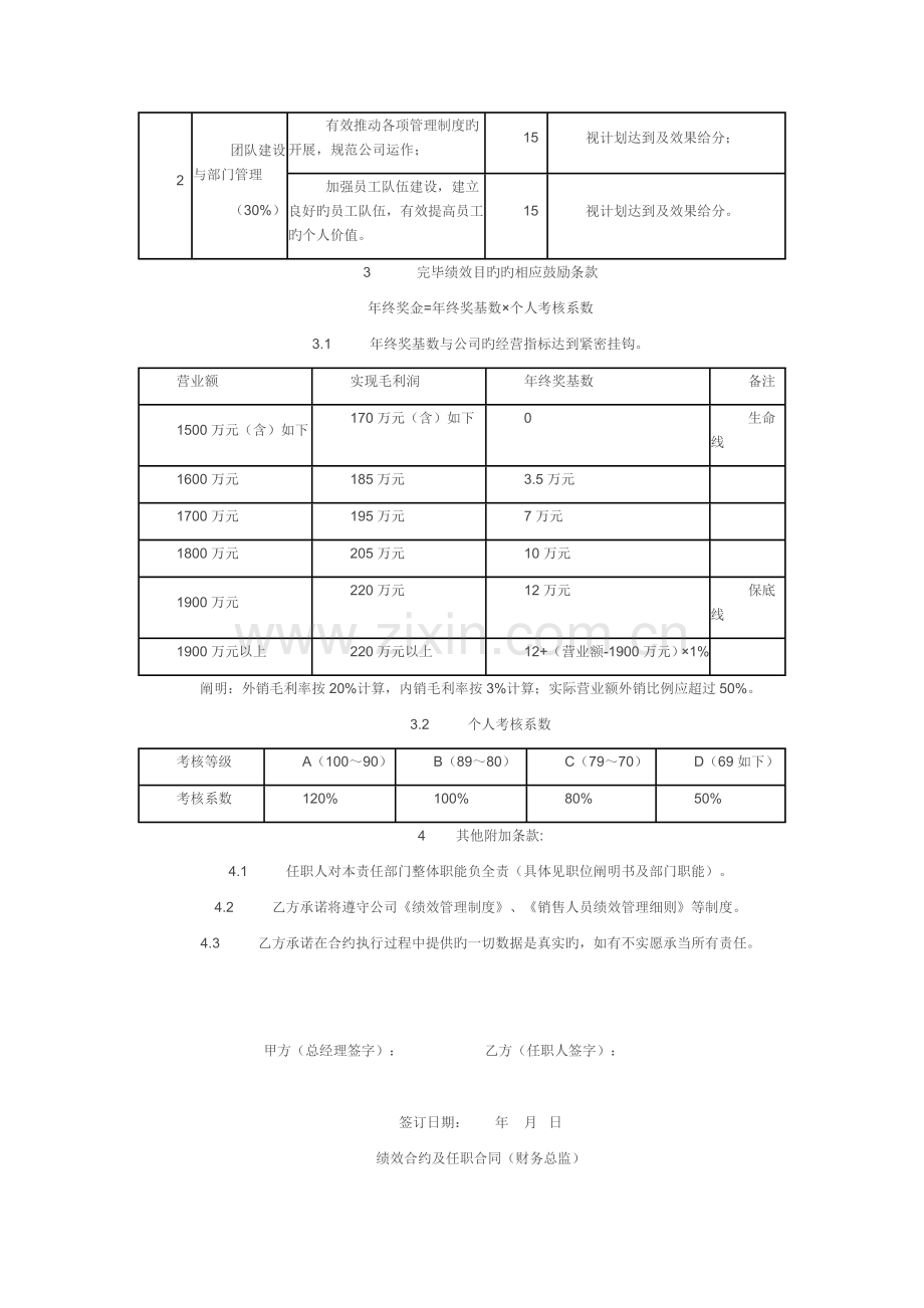 绩效考核责任书(人力资源、营销、财务等).doc_第3页