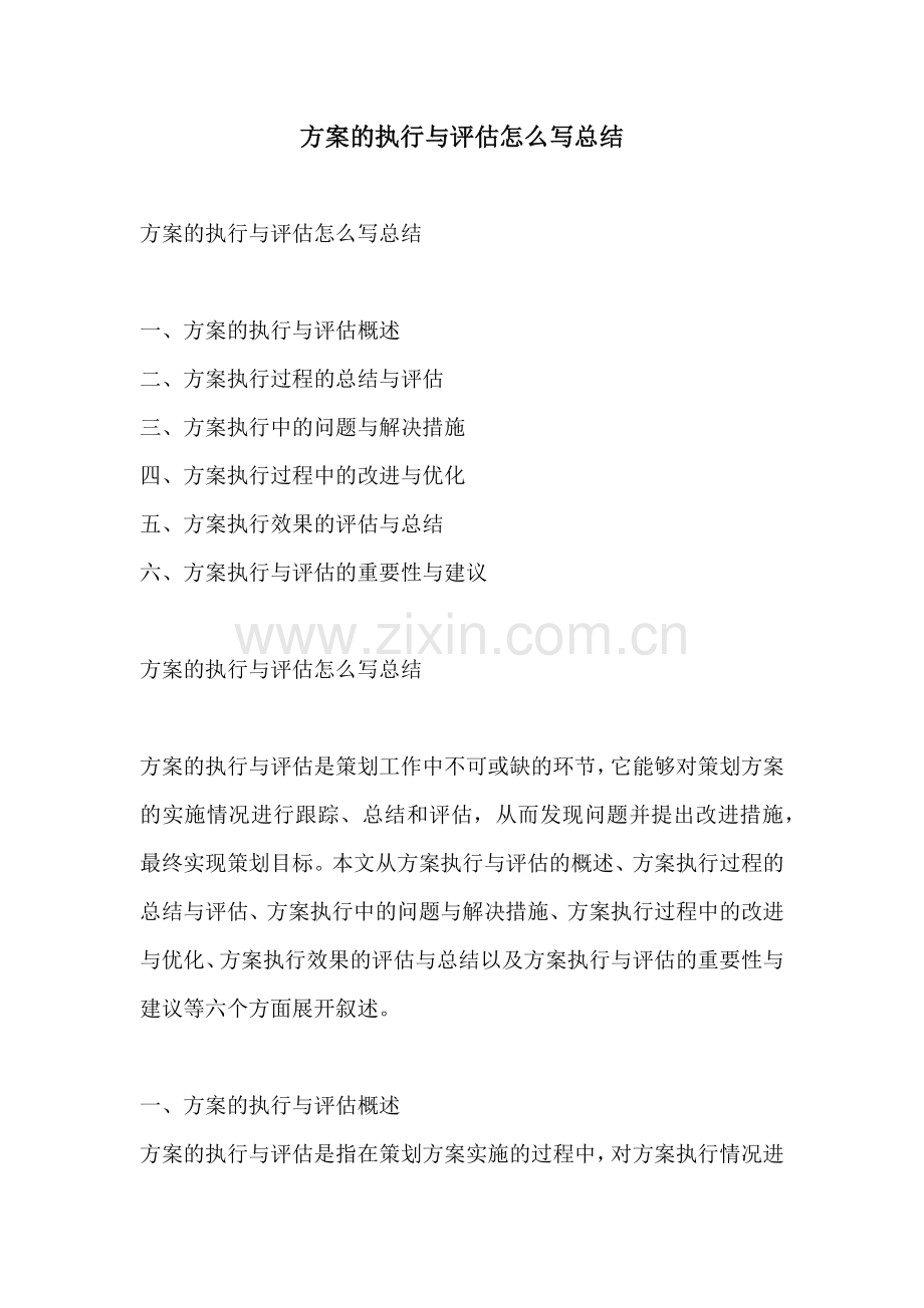 方案的执行与评估怎么写总结.docx_第1页