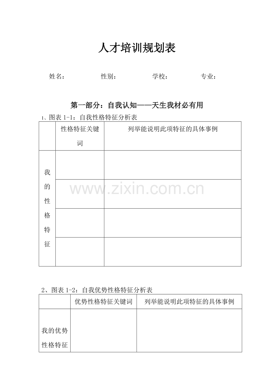 职业生涯规划表模板.doc_第1页