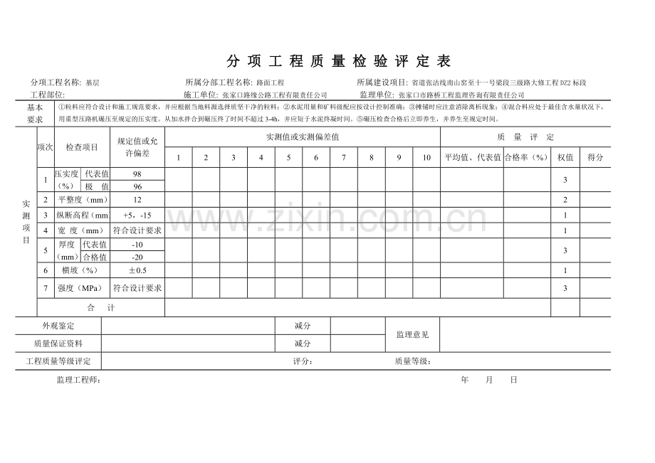 路面分项工程质量检验评定表.doc_第2页